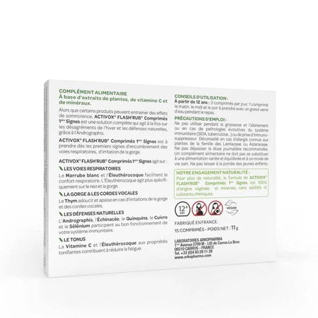 Arkopharma Flash'Rub Vitaminen C voor neus en keel, Pelargonium 15 tabletten