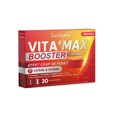 Santarome Vita'max Koffein und Taurin Boost Anti-Müdigkeit 30 Tabletten