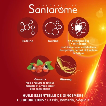 Santarome Vita'max Koffein und Taurin Boost Anti-Müdigkeit 30 Tabletten