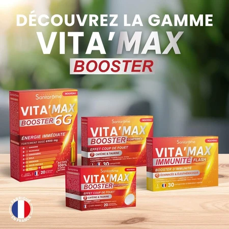Santarome Vita'max Koffein und Taurin Boost Anti-Müdigkeit 30 Tabletten