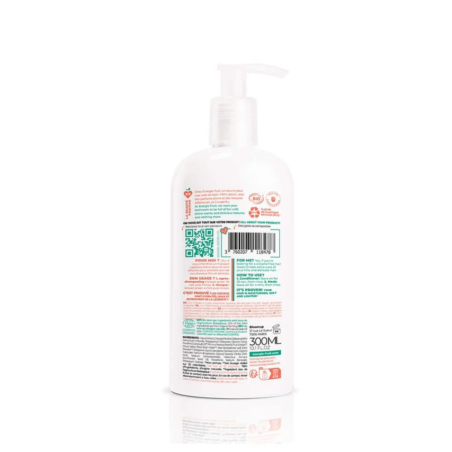 Energie Fruit 2-in-1 Masker Witte Perzik en Rijstwater Bio Fijn Haar 300 ml