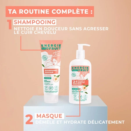Energie Fruit 2-in-1 Masker Witte Perzik en Rijstwater Bio Fijn Haar 300 ml