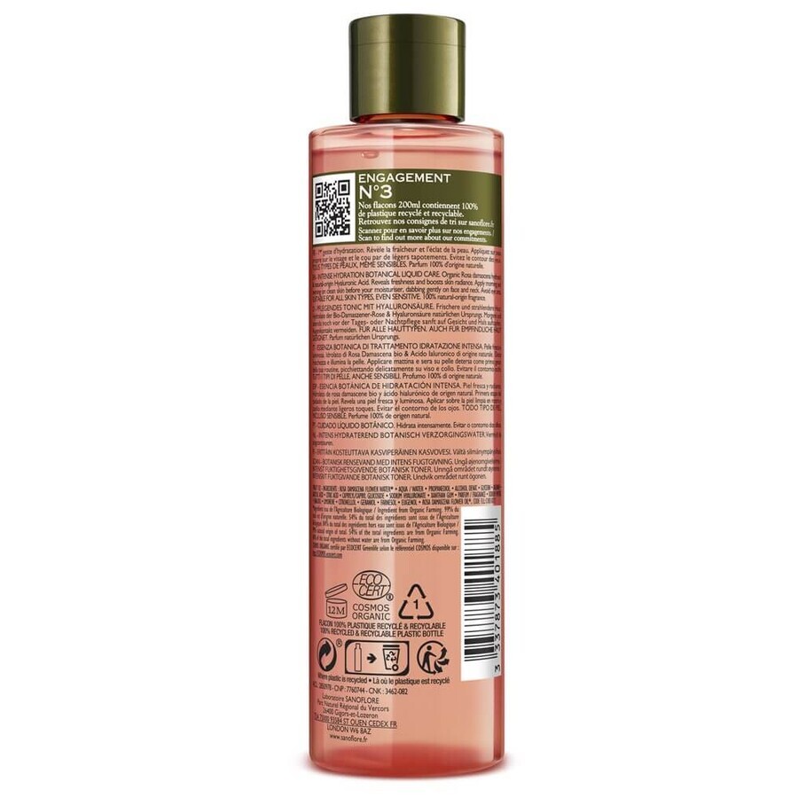 Sanoflore Fresh Rose Face Lotion Organic Damask Rose Botanical Essence 200ml