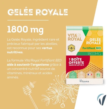 Vitavea Santé Vita'Royal Bio-Gelee Royal Fortifiant 3x10 Fläschchen