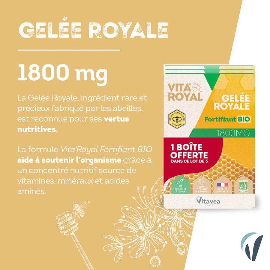 Vitavea Santé Vita'Royal Organic Royal Jelly Fortifiant 3x10 vials