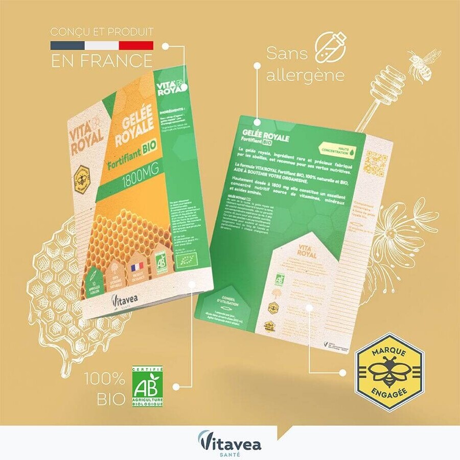 Vitavea Santé Vita'Royal Organic Royal Jelly Fortifiant 3x10 vials