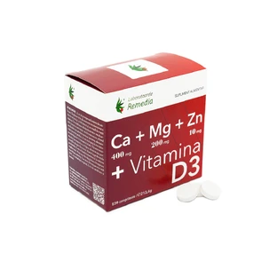 Ca + Mg + Zn + Vitamin D3, 120 tablets, Remedia