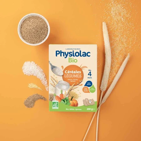 Physiolac Organic Cereals Vegetables Pumpkins Carrots Spinach From 4 months 200g