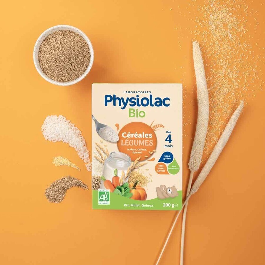 Physiolac Organic Cereals Vegetables Pumpkins Carrots Spinach From 4 months 200g