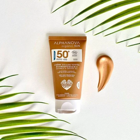 Alphanova Organic Sun Wasserfeste Gesichtssonnencreme Spf50+ Gold Monoi Parfüm 50g
