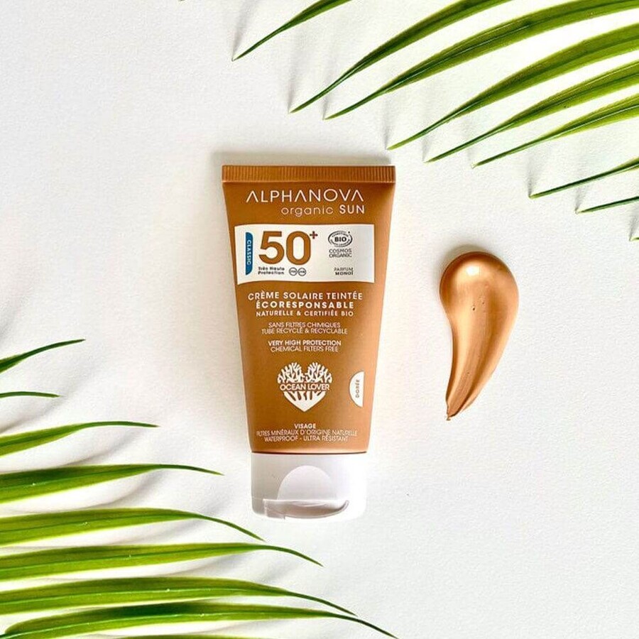 Alphanova Organic Sun Crema Solar Facial Impermeable Spf50+ Perfume Monoi Dorado 50g