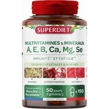 Superdiet Multivitamines & Minéraux A E B Ca Mg Se Immunité et Fatigue 150 gélules