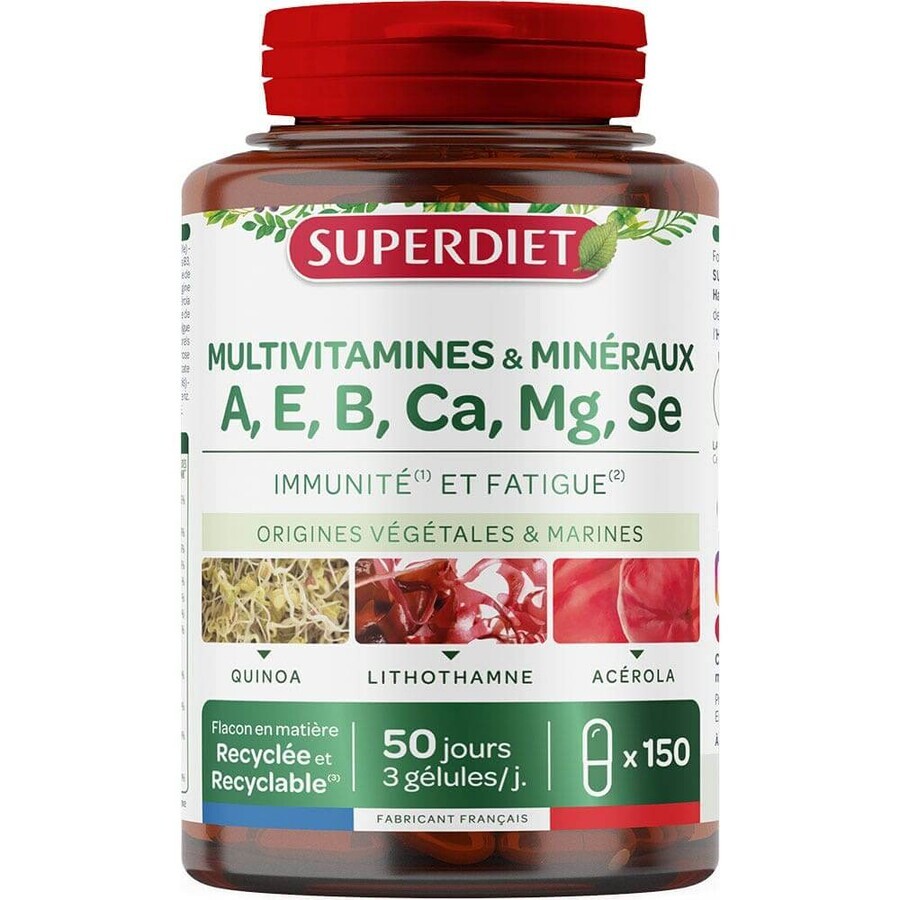 Superdiet Multivitaminici e Minerali A E B Ca Mg Se Difese immunitarie e stanchezza 150 capsule