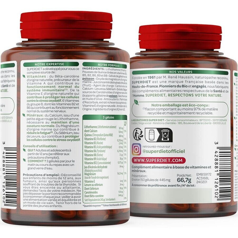 Superdiet Multivitaminici e Minerali A E B Ca Mg Se Difese immunitarie e stanchezza 150 capsule