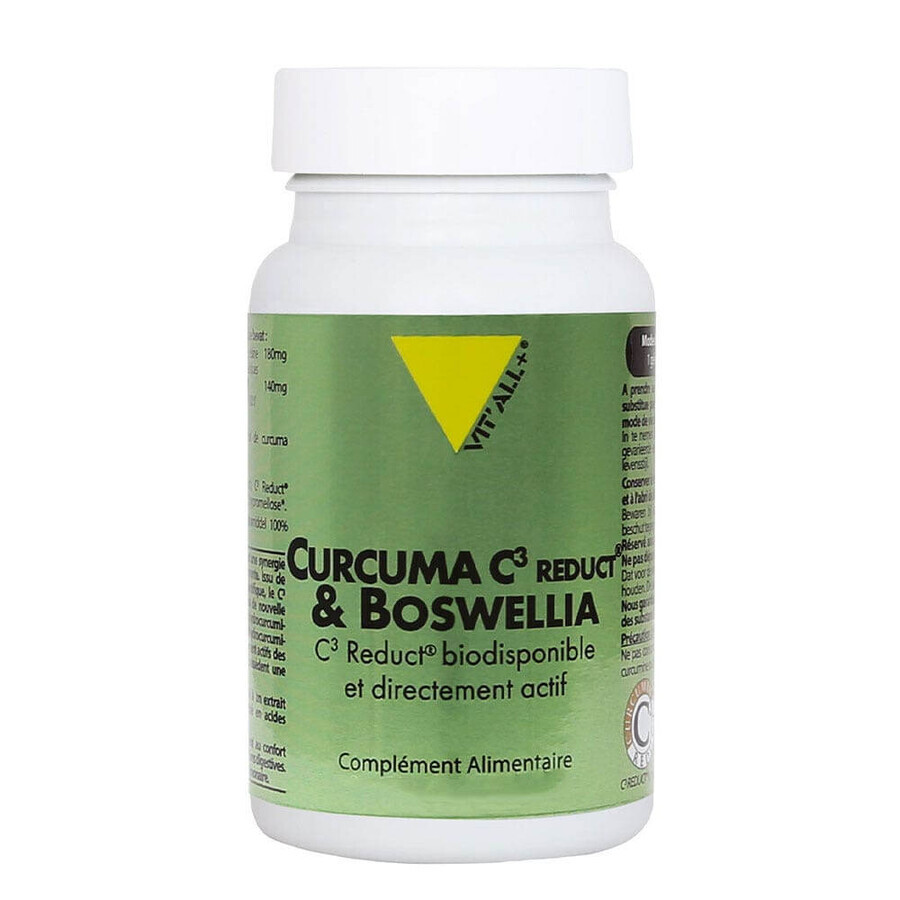 Vit'All+ Kurkuma C3 Reduct® und Boswellia Hochgradig bioverfügbar und direkt aktiv 30 Gemüsekapseln