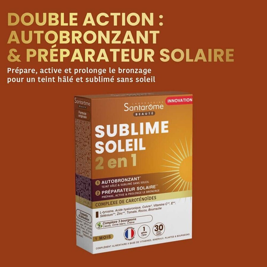 Santarome Sublime Soleil 2en1 Sublime Sole 2in1 30 Santarome Sole 2in1 Self Tanning Tablets and Sun Preparer Self Tanning and Sun Protection 30 Tablets