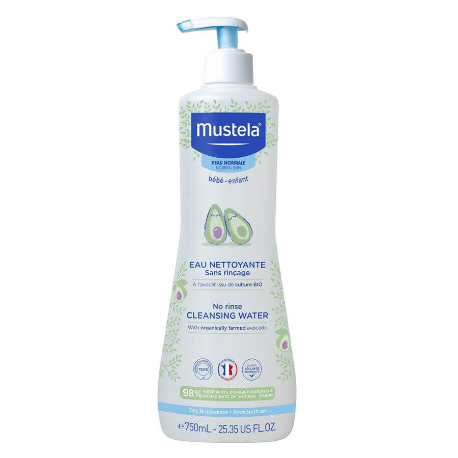 Mustela Agua limpiadora sin aclarado Pieles normales 750ml