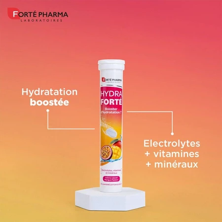 Forté Pharma Hydra Forté Hydration Booster Natürlicher Mango-Passions-Geschmack 24 Brausetabletten