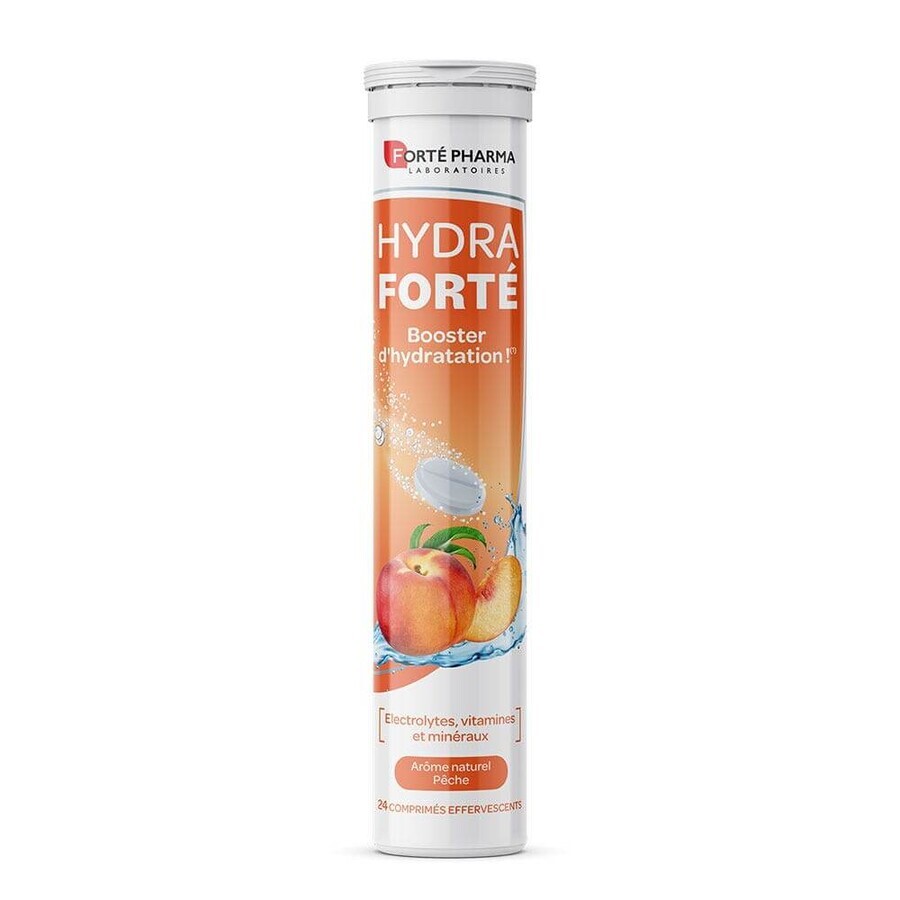 Forté Pharma Hydra Forté Hydration Booster Natural peach flavor 24 effervescent tablets