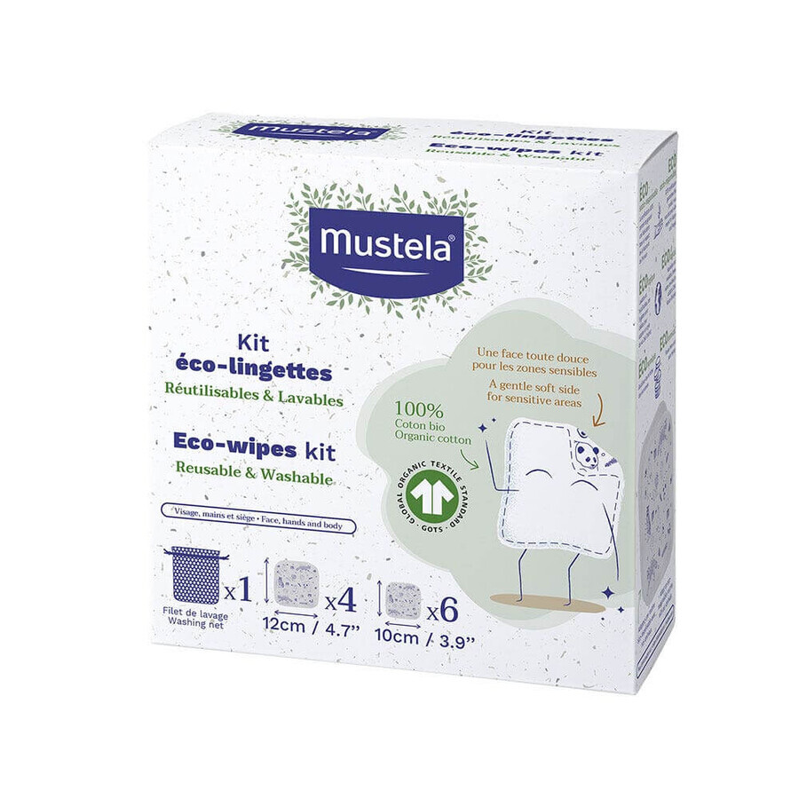 Mustela Kit éco-lingettes réutilisables et lavables x10
