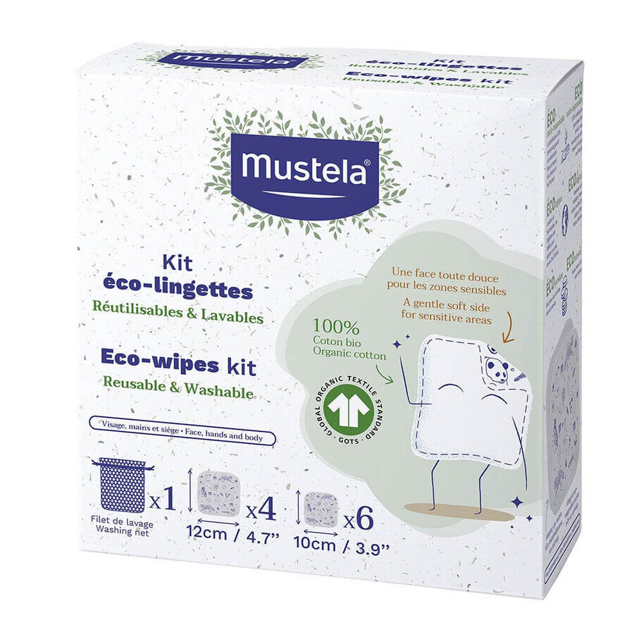 Mustela Kit éco-lingettes réutilisables et lavables x10