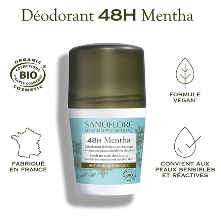 Sanoflore Desodorantes 48h Organic Mentha Desodorante para Mujeres y Hombres 50ml