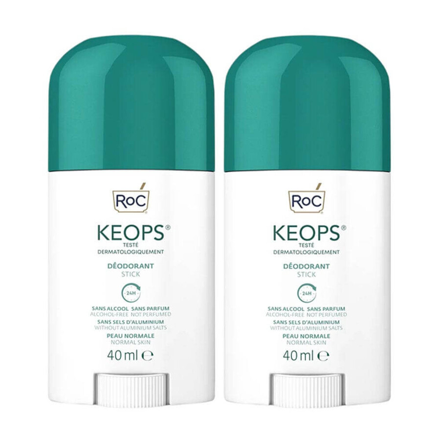Roc Keops Deodorant Stick Moderate Sweating 2x40ml Roc Keops Deodorant Stick Moderate Sweating 2x40ml
