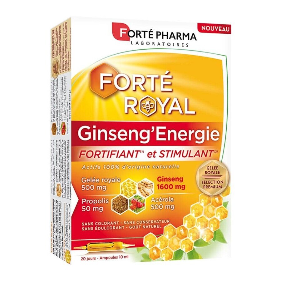 Forté Pharma Forté Royal Ginseng'Energie with ginseng, acerola, royal jelly and propolis 20 vials