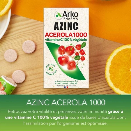 Arkopharma Azinc Acerola 1000 Vitamine C Naturelle 2x30 comprimés