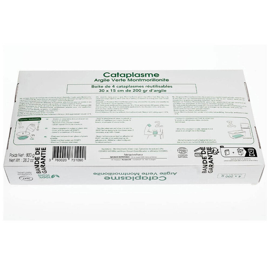 Naturado Green Montmorillonite Clay for Poultices 30x15cm 4x200g