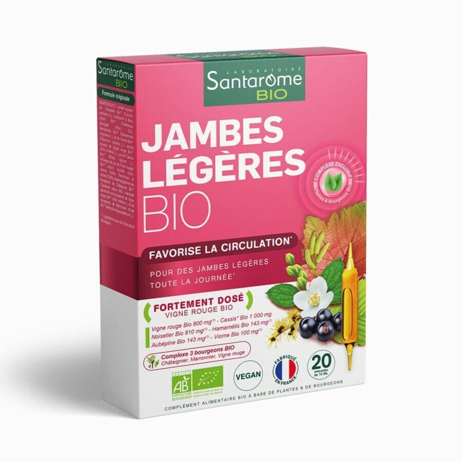 Santarome Jambes Légères Bio Favorise la circulation 20 ampoules