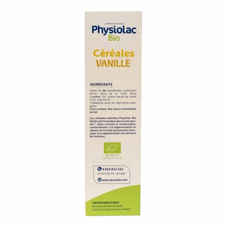 Physiolac Cereal Blue Rice Vanilla Oats 6 months Organic 200g