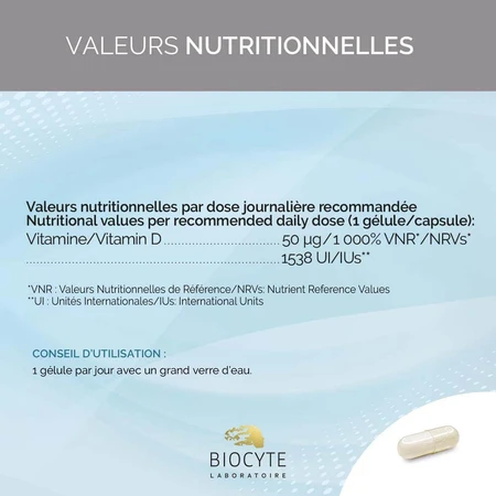 Biocyte Vitaminas D3 Liposomal 90 Gélules