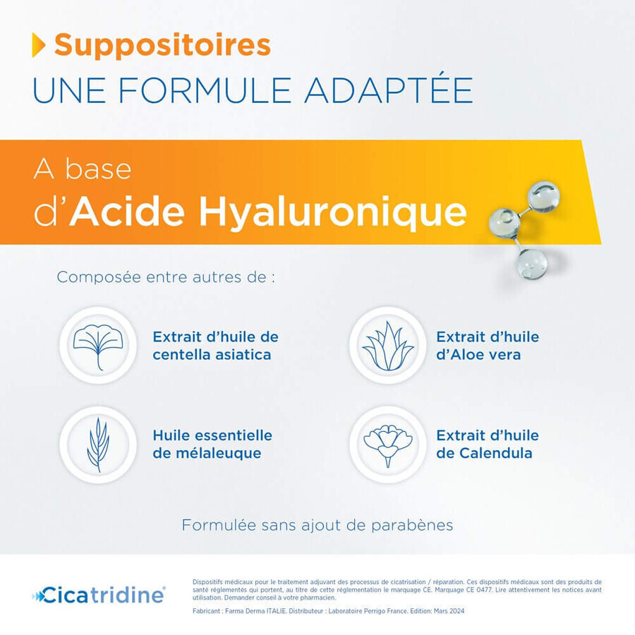 Cicatridine Supposte curative Con Acido Ialuronico x10