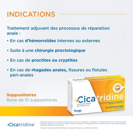 Cicatridina Supositorios cicatrizantes con ácido hialurónico x10