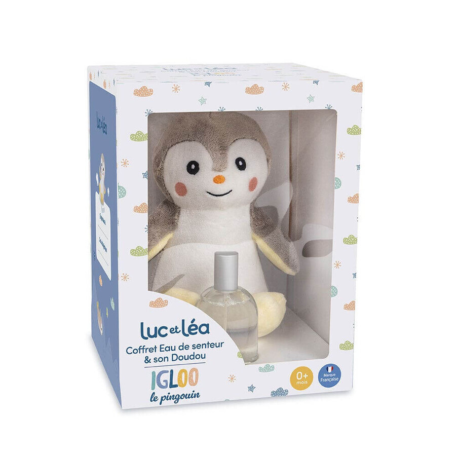 Luc Et Lea Penguin plush box set and scented water from birth 50ml