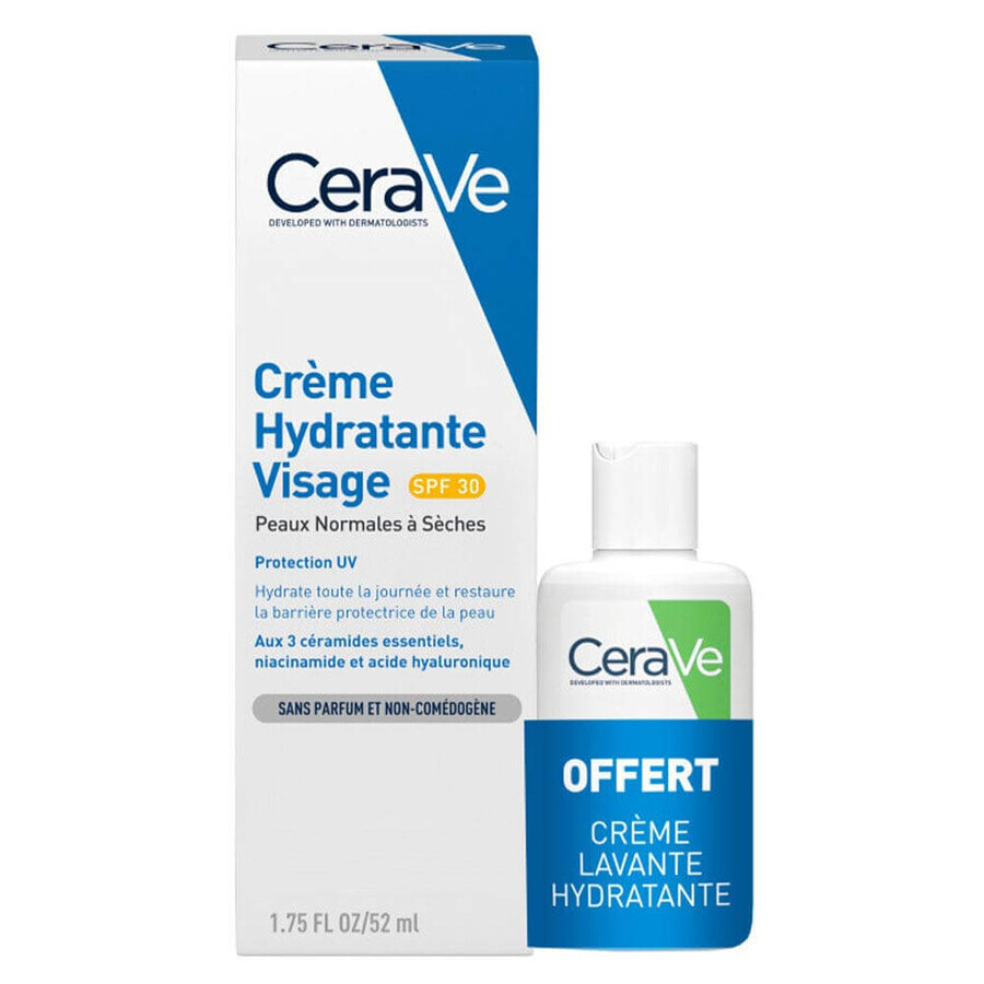 Cerave Moisturizing Face Cream SPF30 52ml + Cleansing Cream 20ml for normal to very dry skin