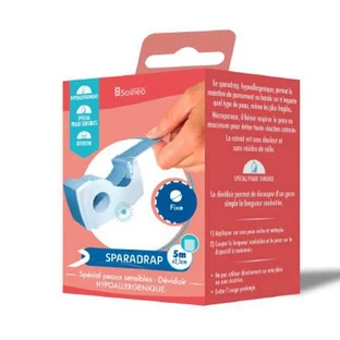 Soineo Sparadrap avec dévidoir 5mx2,5cm Spécial peaux sensibles 1 rouleau