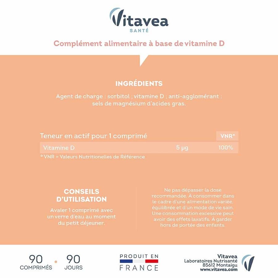 Vitavea Santé Vitamine D 90 comprimate