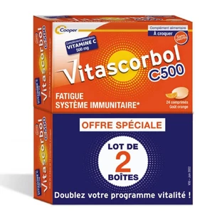 Vitascorbol Vitamins C 500mg Orange Taste 2x24 Chewable Tablets