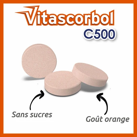 Vitascorbol Vitamins C 500mg Orange Taste 2x24 Chewable Tablets