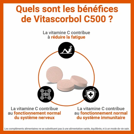 Vitascorbol Vitamins C 500mg Orange Taste 2x24 Chewable Tablets