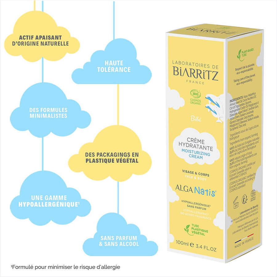 Laboratoires De Biarritz Baby Products Bio-Feuchtigkeitscreme spendet Feuchtigkeit und schützt von Geburt an 100ml