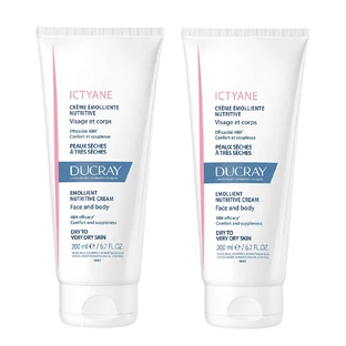 Ducray Ictyane Emollient Nourishing Cream Face and Body Trockene bis sehr trockene Haut 2x200ml
