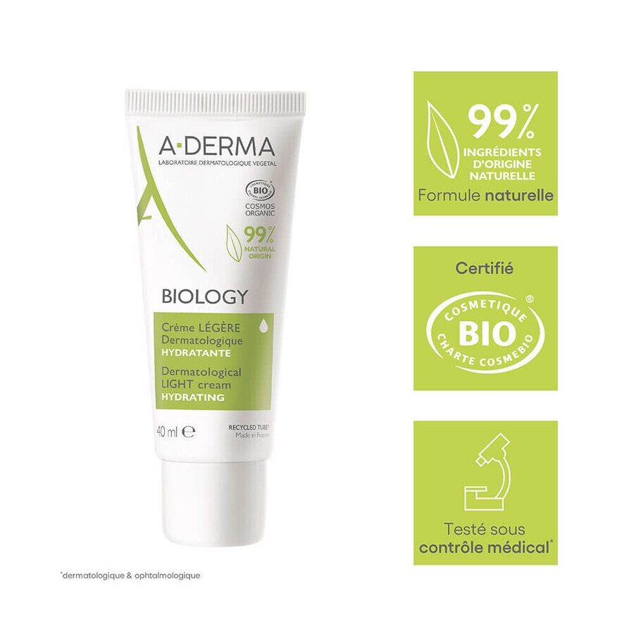 A-Derma Biology Crema dermatológica hidratante ligera bio 40 ml