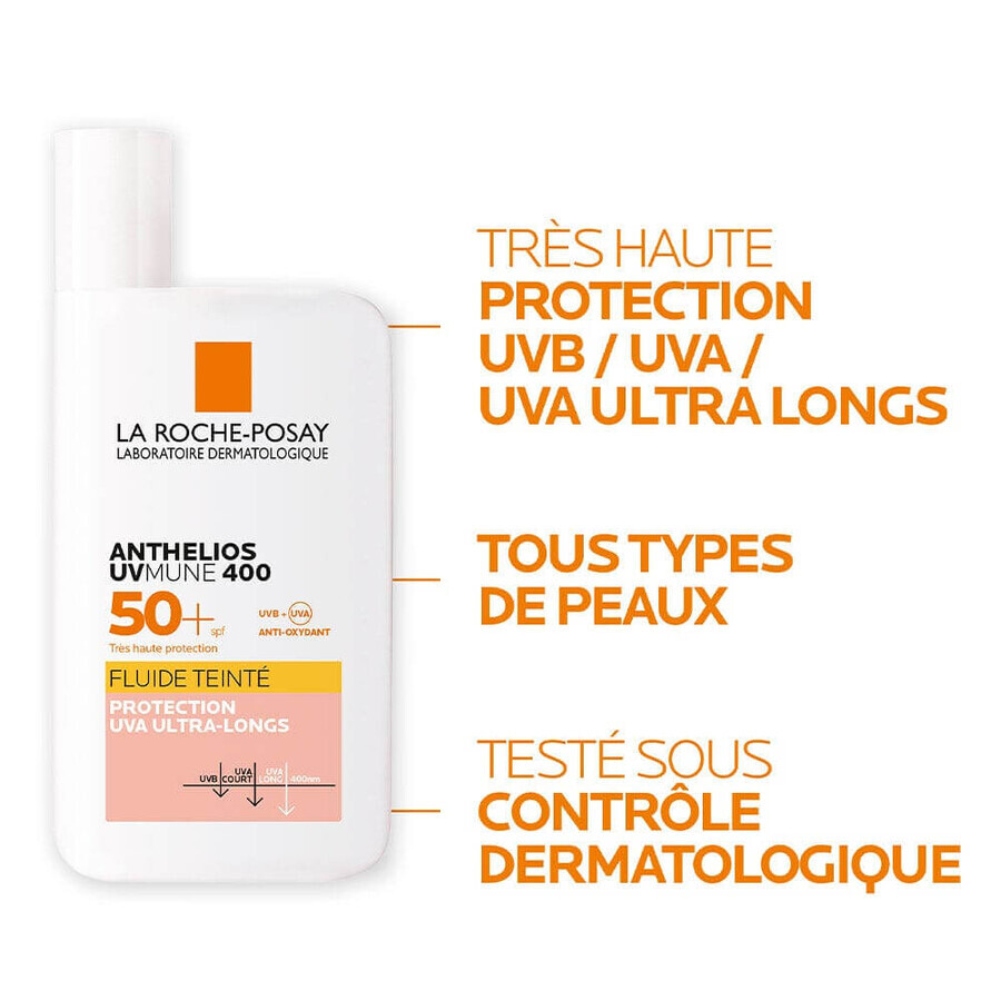 La Roche-Posay Anthelios Fluid Uvmune 400 Spf50+ Protecție colorată cu parfum 50ml
