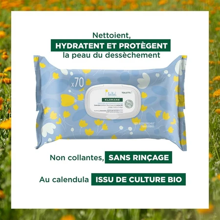 Klorane Bébé Lingettes Nettoyantes Douces 70 Unites 70 Unités