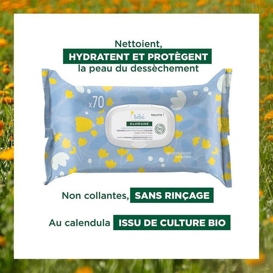 Klorane Newborn Gentle Cleansing Wipes 70 Einheiten