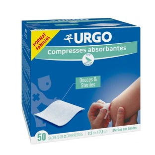 Urgo Comprimidos absorbentes blandos estériles 7,5 cm x 7,5 cm x50