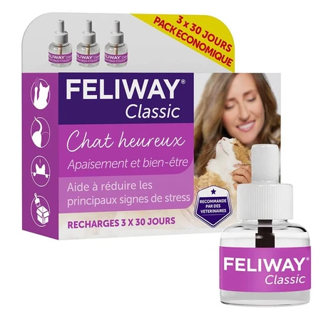 Feliway Classic Recharges pour Diffuseur électrique Anti-stress Chat 3x48ml